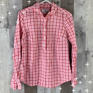 Vineyard Vines red & pink plaid button up top size 4